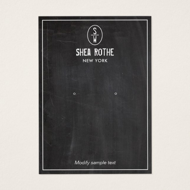 Schwarze Rustikale Briefmarke Monogram Earring Dis (Vorderseite)