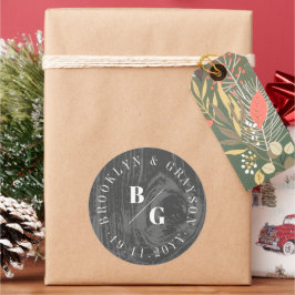 Schwarze Rustikale Holzkornstruktur Chic Winter We Runder Aufkleber