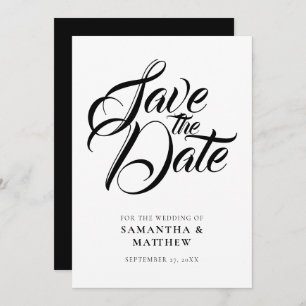 Schwarze Rustikale Kalligraphie Save the Date Einl
