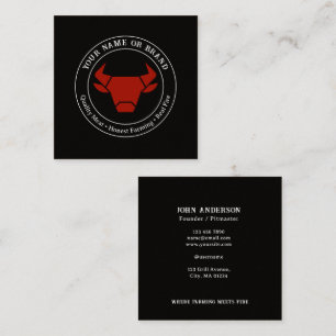 Schwarze rustikale Vintage-Logo-Catering-Visitenka Quadratische Visitenkarte