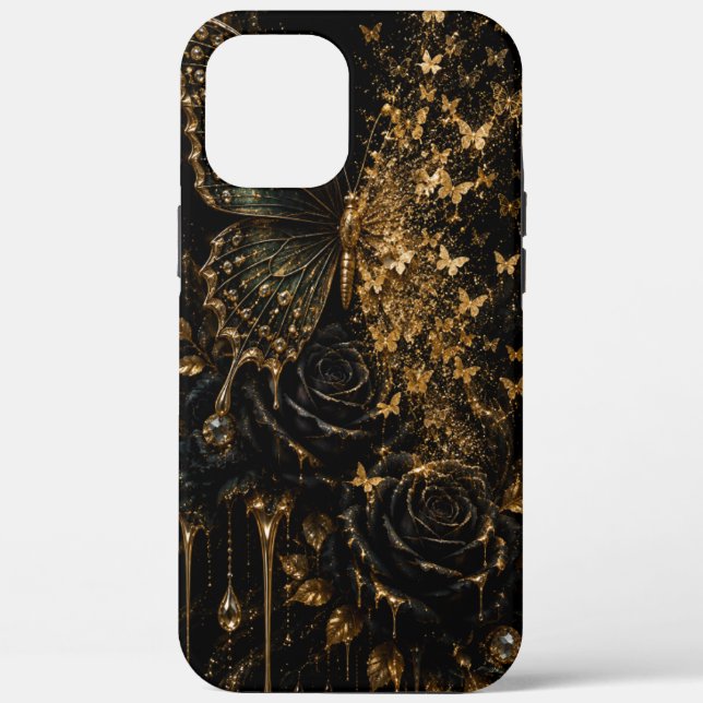 Schwarze Samt-Noir-Schmetterlingsblüten-iPhone-Hül Case-Mate iPhone Hülle (Rückseite)