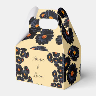 Schwarze Samtblumen Gunst-Box Geschenkschachtel