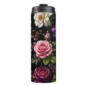 Schwarze Samtrose Thermosbecher