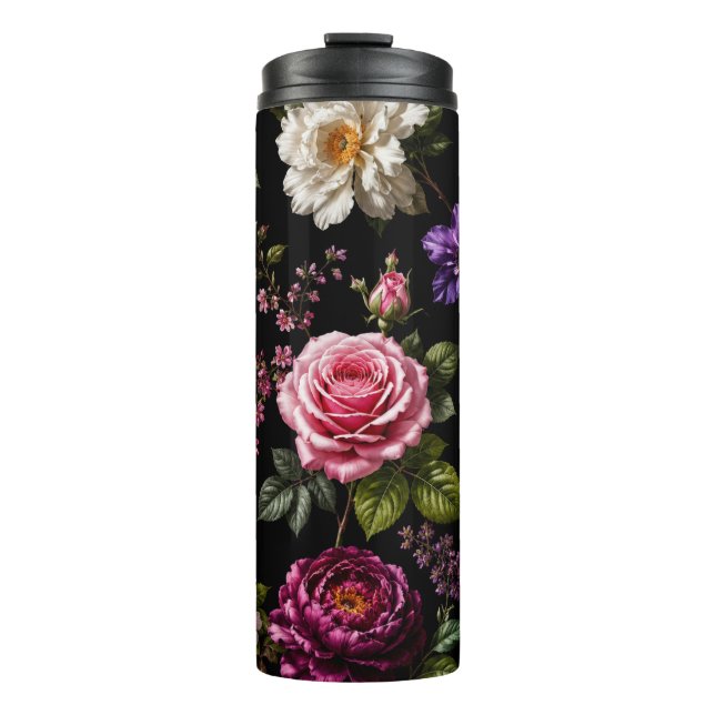 Schwarze Samtrose  Thermosbecher (Vorderseite)