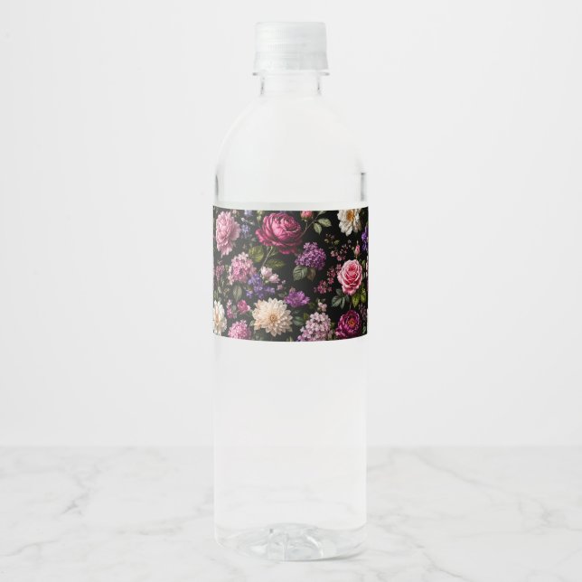 Schwarze Samtrose Wasserflaschenetikett (Vorderseite)