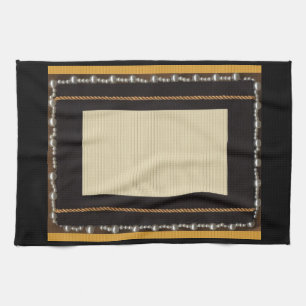 Schwarze Satin-Seidenstoff Foto Rahmen verziert Wi Handtuch