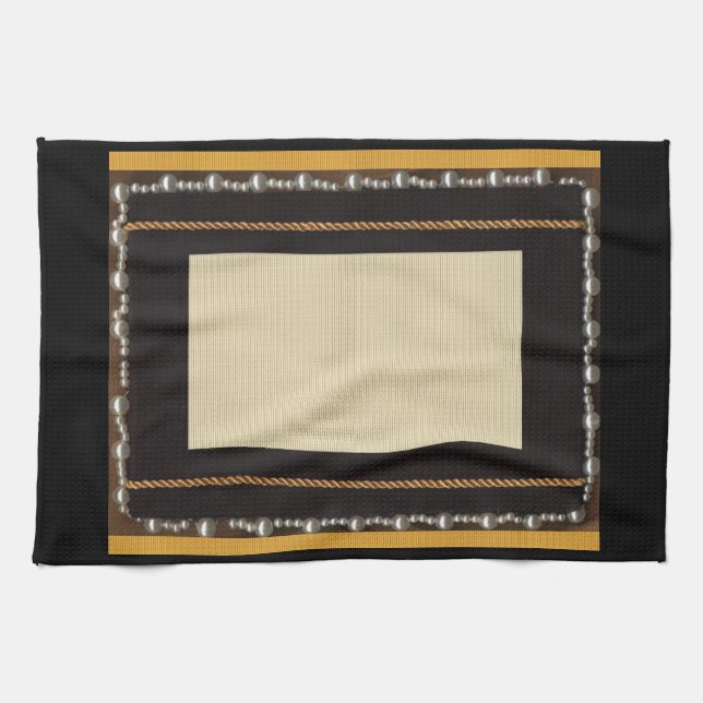 Schwarze Satin-Seidenstoff Foto Rahmen verziert Wi Handtuch (Horizontal)