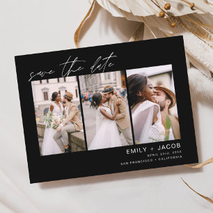 Schwarze Save the Date 3 Foto Postkarte