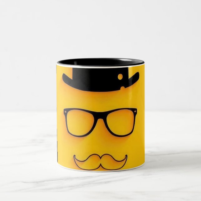 Schwarze Schablonenfigur Muster Tasse | Lustig Min (Mittel)