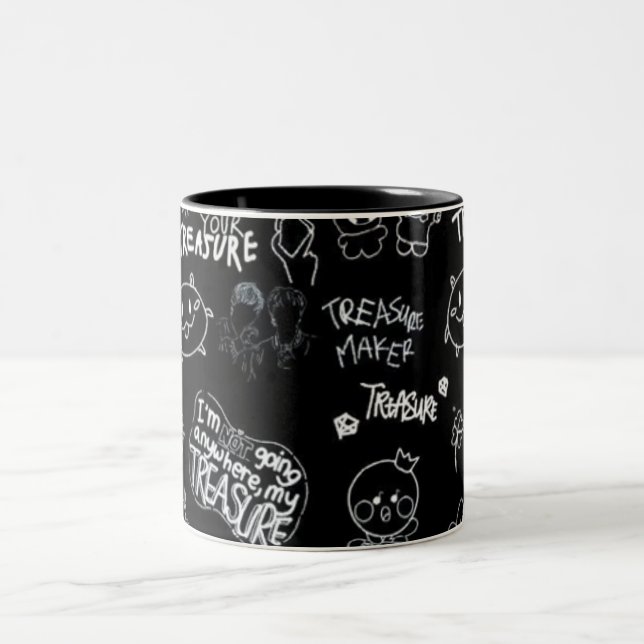 Schwarze Schablonenfigur Muster Tasse | Lustig Min (Mittel)