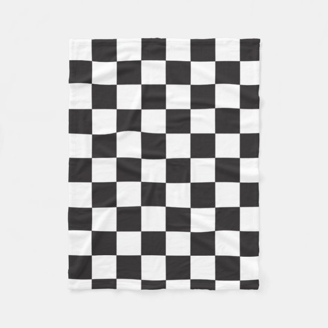 Schwarze Schachbrett-Muster-Fleece Fleecedecke (Vorderseite)