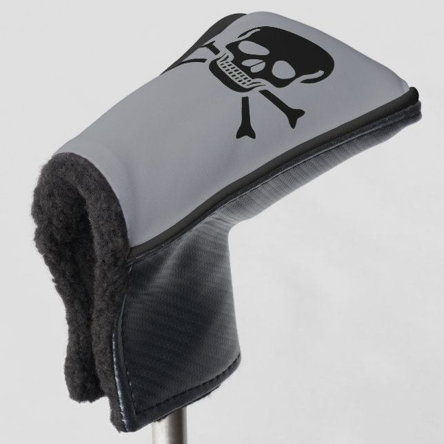 Schwarze Schädel graue Golfschläger-Putterabdeckun Golf Headcover (3/4 Vorderseite)