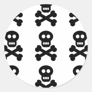 Schwarze Schädel Runder Aufkleber