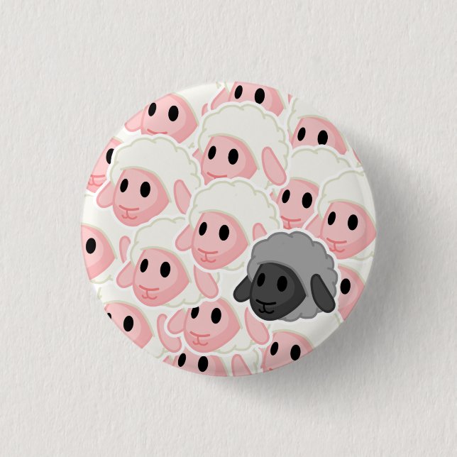 Schwarze Schaf-Knopf Button (Vorderseite)