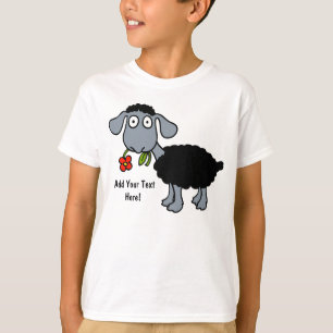 Schwarze Schaf-Lamm mit der roten Blume T-Shirt