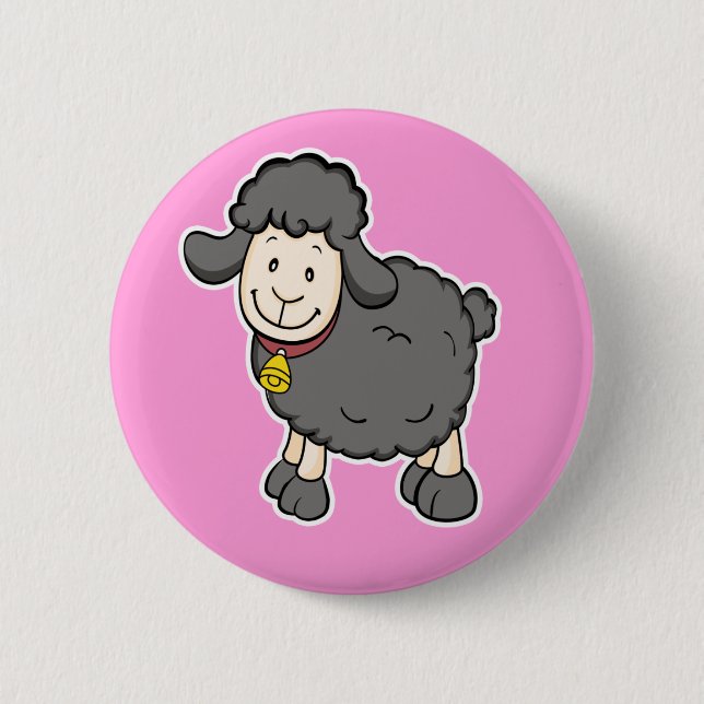 Schwarze Schaf-Rosa-Knopf Button (Vorderseite)