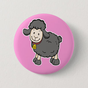 Schwarze Schaf-Rosa-Knopf Button