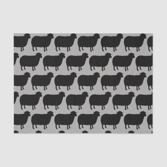 Schwarze Schaf-Silhouette-Muster Seidenpapier (Vorderseite)