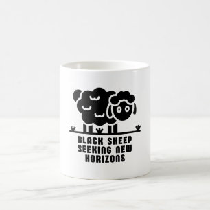 Schwarze Schafe auf der Suche nach neuen Horizonte Kaffeetasse