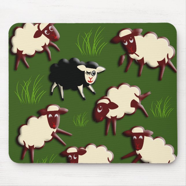 Schwarze Schafe in der Herde + Ihr Rückgrat. Mousepad (Vorne)
