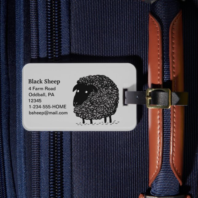 Schwarze Schafe mit anpassbarem Text Gepäckanhänger (Vorderseite Insitu 4)