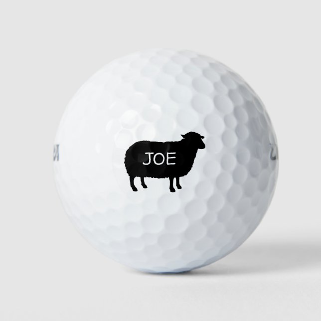 Schwarze Schafe Silhouette mit benutzerdefiniertem Golfball (Vorderseite)