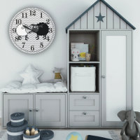 Schwarze Schafe Weiße Schafe Runde (große Wall-Uhr