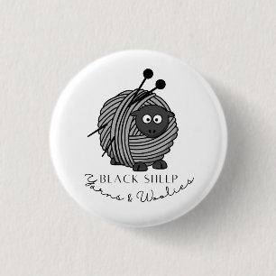 Schwarze Schafgarne und Wollfäden SammlerButton Button
