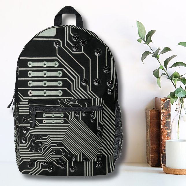 Schwarze Schalttafel der Technologie Bedruckter Rucksack (Unique Modern Industrial Black Circuit Technology Printed Backpack)