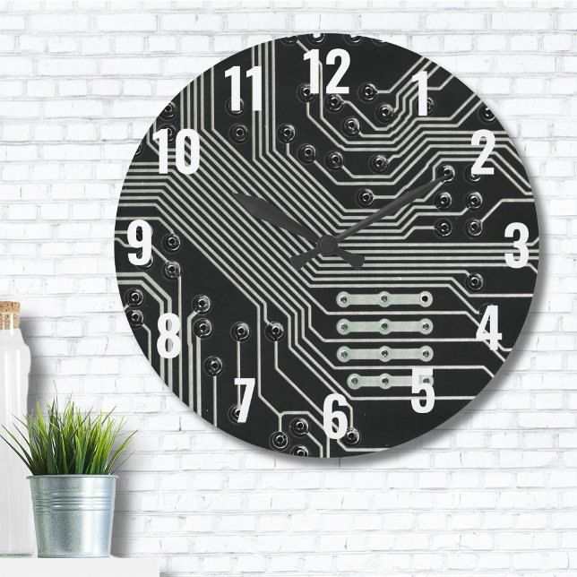 Schwarze Schalttafel der Technologie Große Wanduhr (Black Circuit Board Electronic Tech Computer Large Clock)