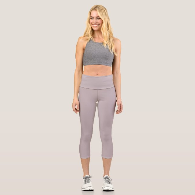 Schwarze Schatten (feste Farbe) Capri Leggings (Vorderseite)
