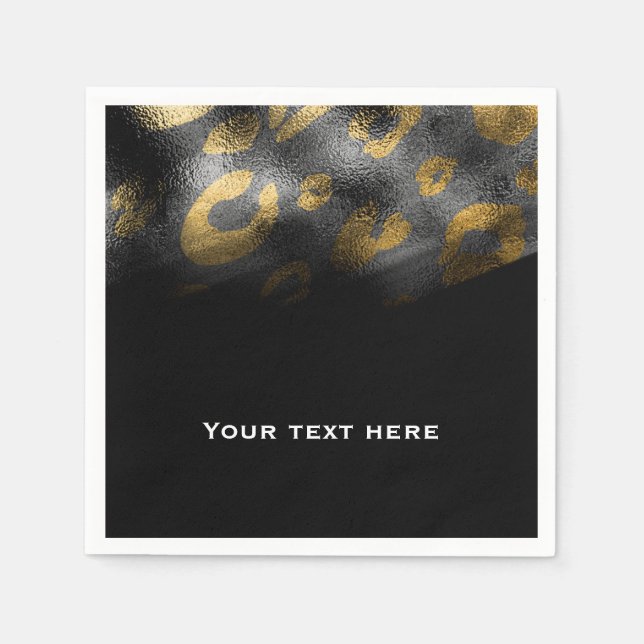 Schwarze Schatten & Leopard Print Exotisches Party Serviette (Vorderseite)