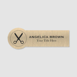 Schwarze Schere - Logo - Goldname-Tag Namensschild