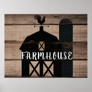 Schwarze Scheune Braunes Holz Rustikales Landhaus Poster