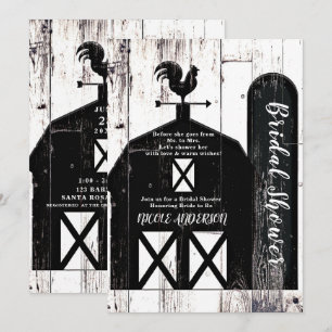 Schwarze Scheune Weiße Holz Rustikale Country Brid Einladung