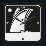 Schwarze Schiffs-Kreuzfahrt - Retro Art-Wanduhr Quadratische Wanduhr<br><div class="desc">Fügen Sie einen Blick der Retro nautischart hinzu.</div>