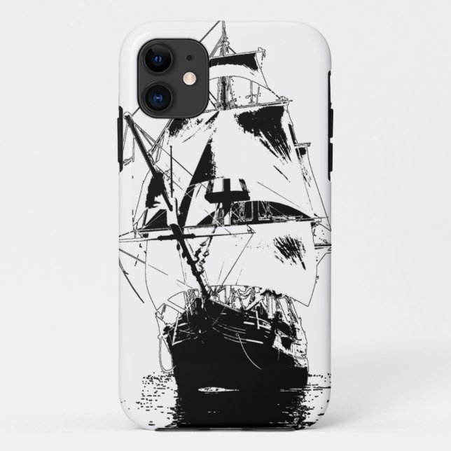 Schwarze Schiffs-Silhouette Case-Mate iPhone Hülle (Rückseite)
