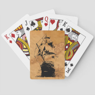 Schwarze Schiffssilhouette Spielkarten