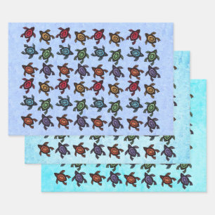 Schwarze Schildkröten Abstrakte Farbmarkierungen a Geschenkpapier Set