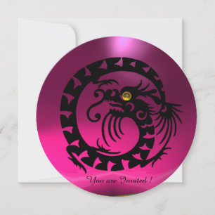SCHWARZE SCHLANGEN-DRACHE PINK FUCHSIE LILA EDELST EINLADUNG