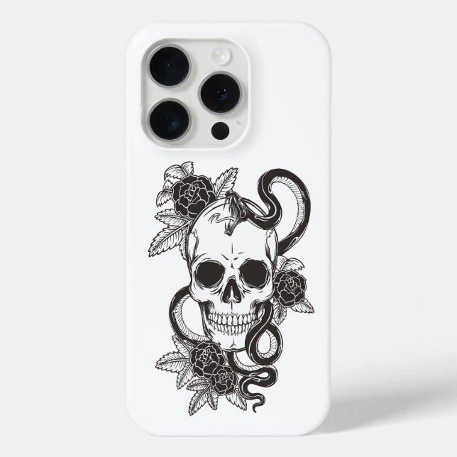 Schwarze Schlangen Tattoo Style Print Shootproof Case-Mate iPhone Hülle (Rückseite)
