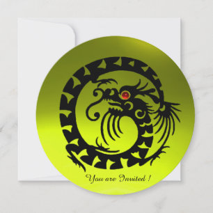 SCHWARZE SCHLANGENDRACHE GELBER TOPAS-EDELSTEIN EINLADUNG