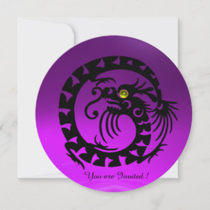 SCHWARZE SCHLANGENDRACHE LILA AMETHYST-EDELSTEIN EINLADUNG