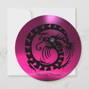SCHWARZE SCHLANGENDRACHE PINK FUCHSIA LILA EDELSTE EINLADUNG