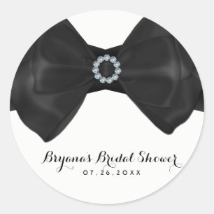 Schwarze Schleife Bow & Diamanten Junggesellinnen- Runder Aufkleber