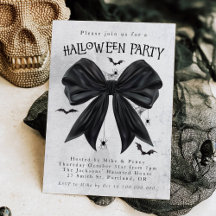 Schwarze Schleife Coquette Halloween-Einladung