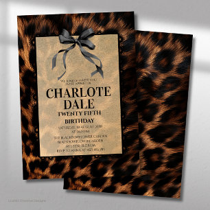 Schwarze Schleife Leopard Glam Geburtstagsfeier Einladung