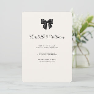 Schwarze Schleife Minimalistische Hochzeitseinladu Einladung