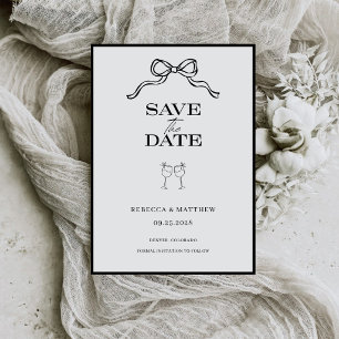 Schwarze Schleife Minimalistische schwarze und wei Save The Date