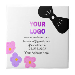 Schwarze Schleife rosa lila floral Logo hinzufügen Fliese